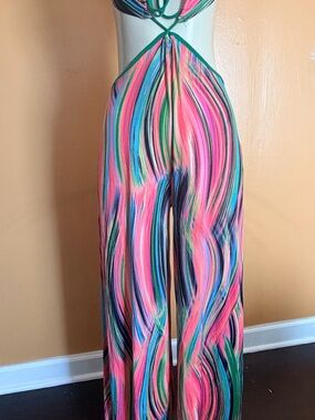 Fashion Nova Isami Jumpsuit Multicolor Coral Combo - Size XL - NEW WITH TAGS